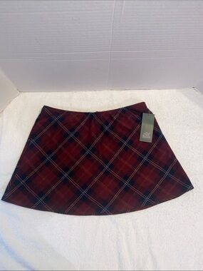 Wild Fable Plaid Skort Burgundy Black High Waist Mini Skirt Short Women’s Size S